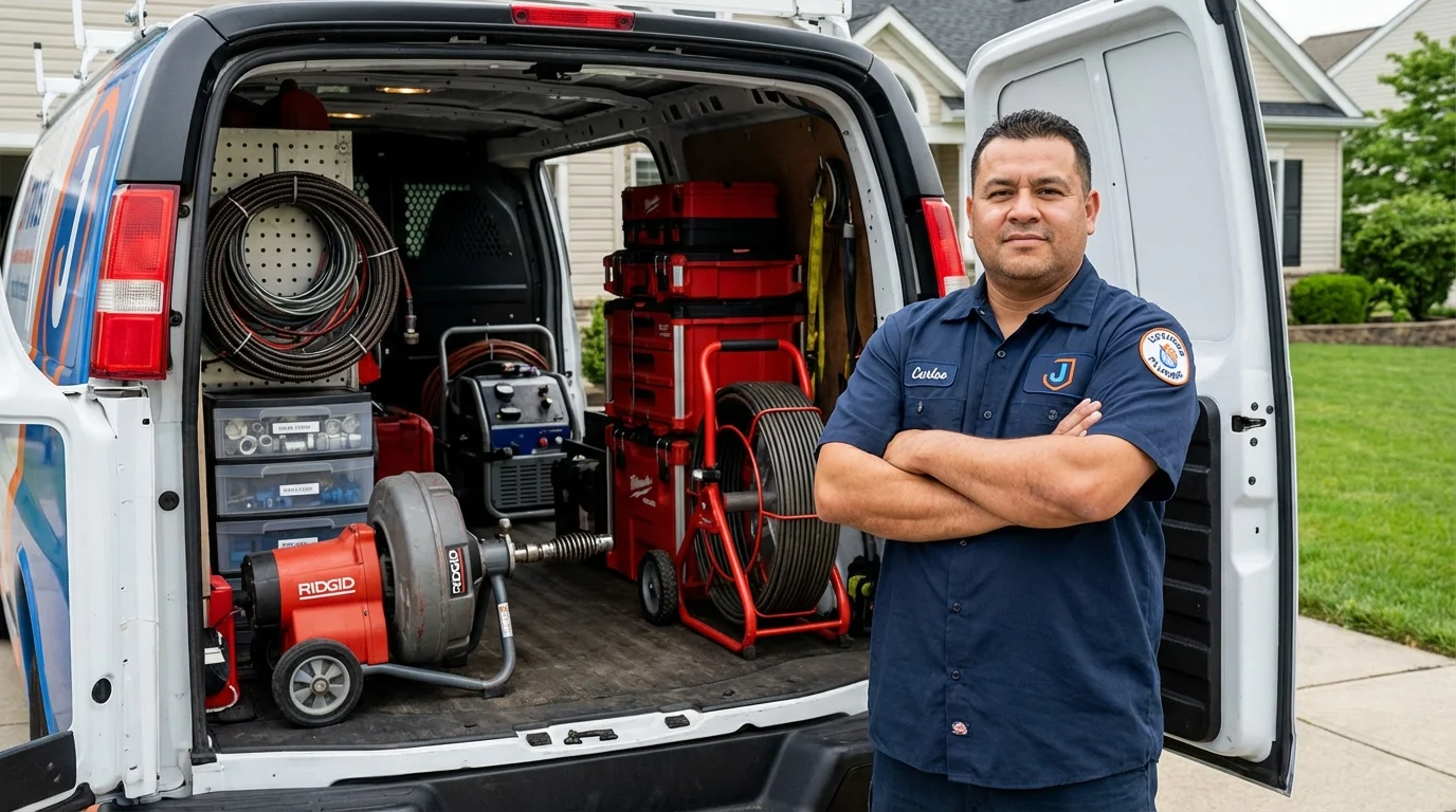 Professional drain cleaning equipment and Johns Plumbing LLC plumber in Grantsburg