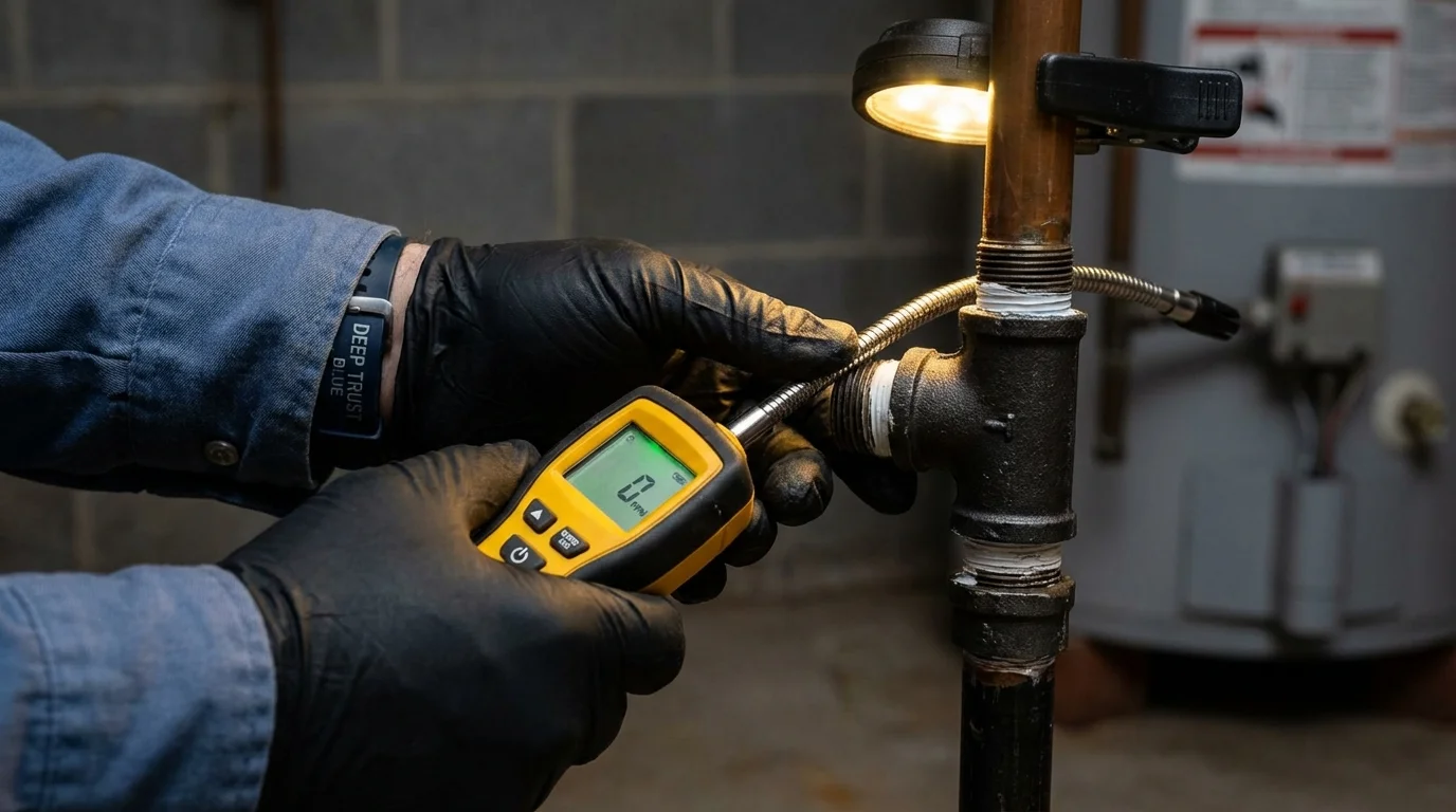 Gas leak detection with electronic sniffer by Johns Plumbing LLC in Grantsburg