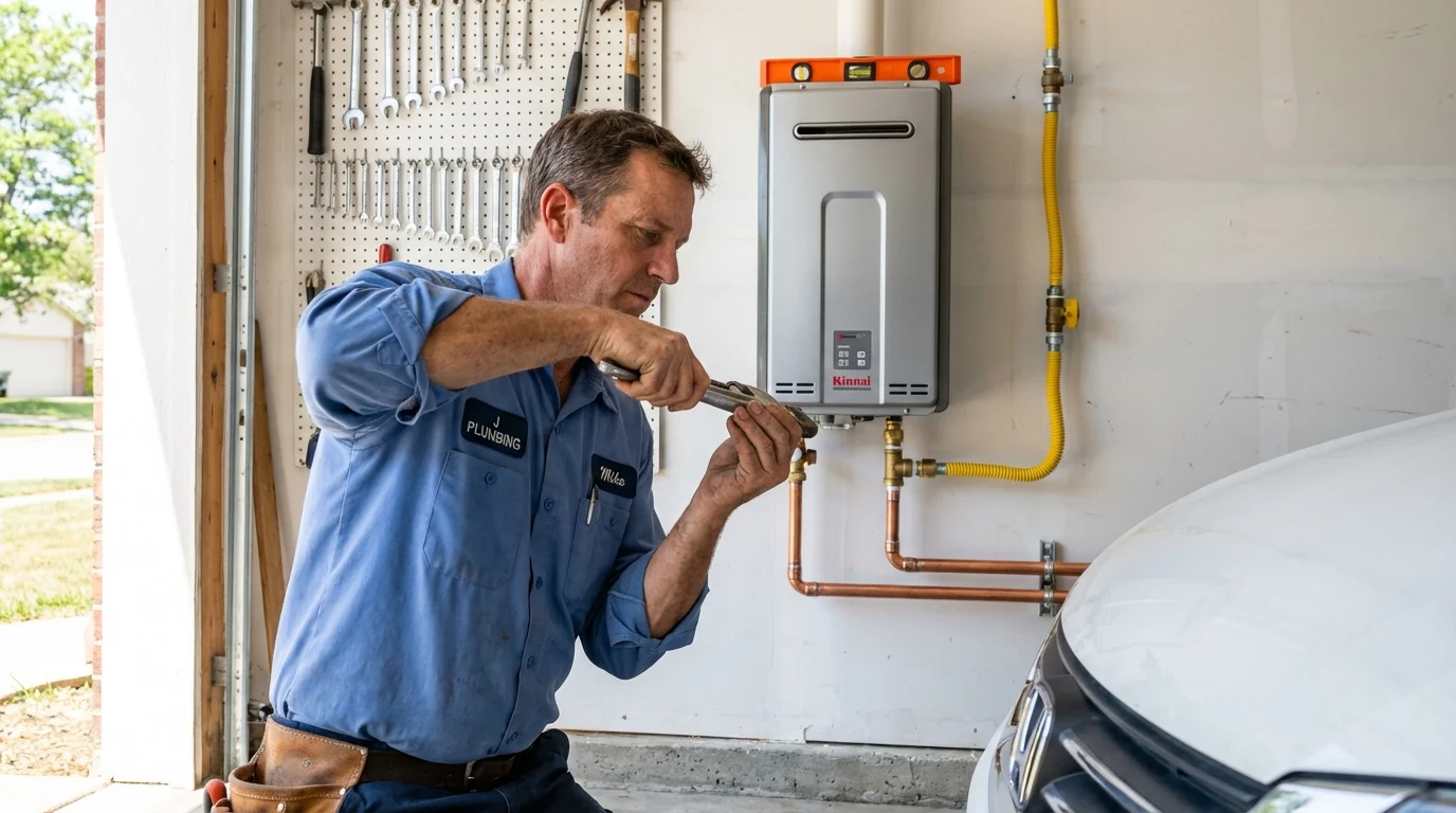 Tankless water heater installation by a Johns Plumbing LLC plumber in Grantsburg